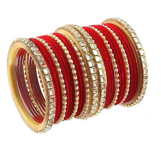 T4 Jewels 18k Gold Plated Latest Fashion Jewellery Zircon Stones Studded Bangles Set - 91NO