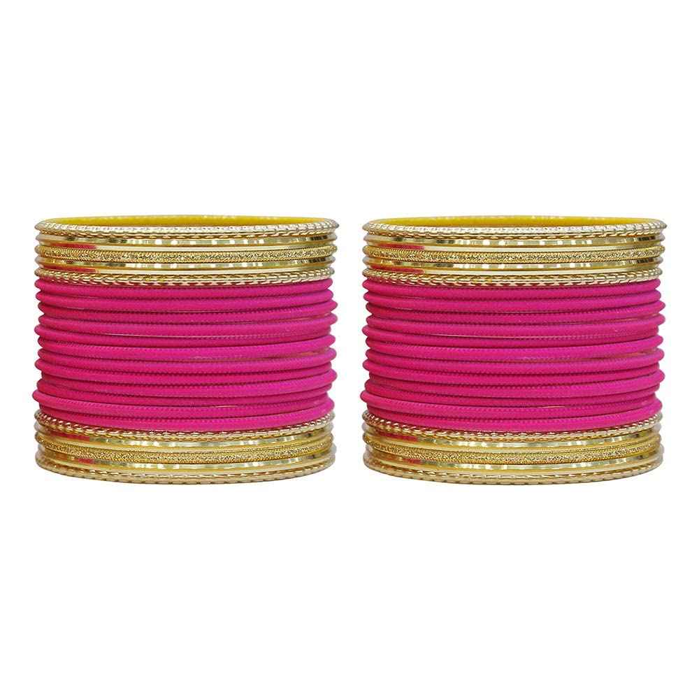T4 Jewels Multicolours Matte Finish Designer And Beautiful Metal Bangles Set For Girls And Women Magenta T4 Jewels