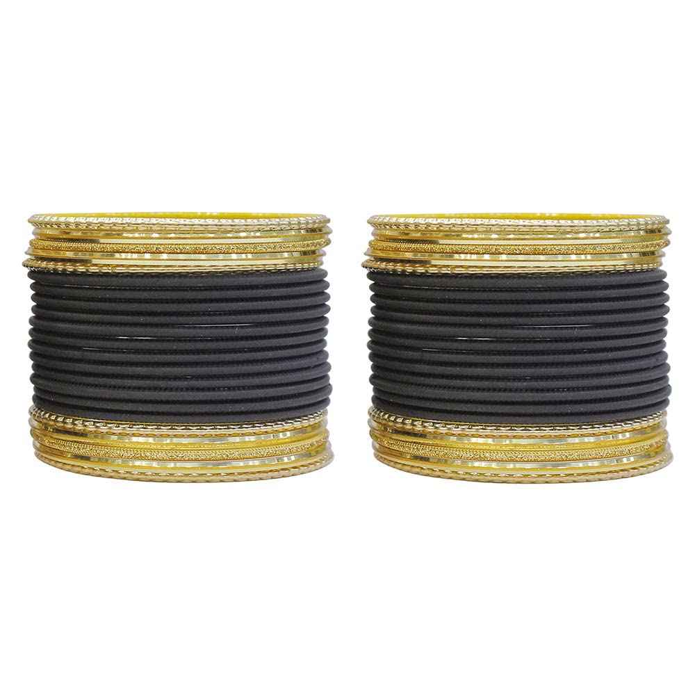 T4 Jewels Multicolours Matte Finish Designer And Beautiful Metal Bangles Set For Girls And Women Black T4 Jewels