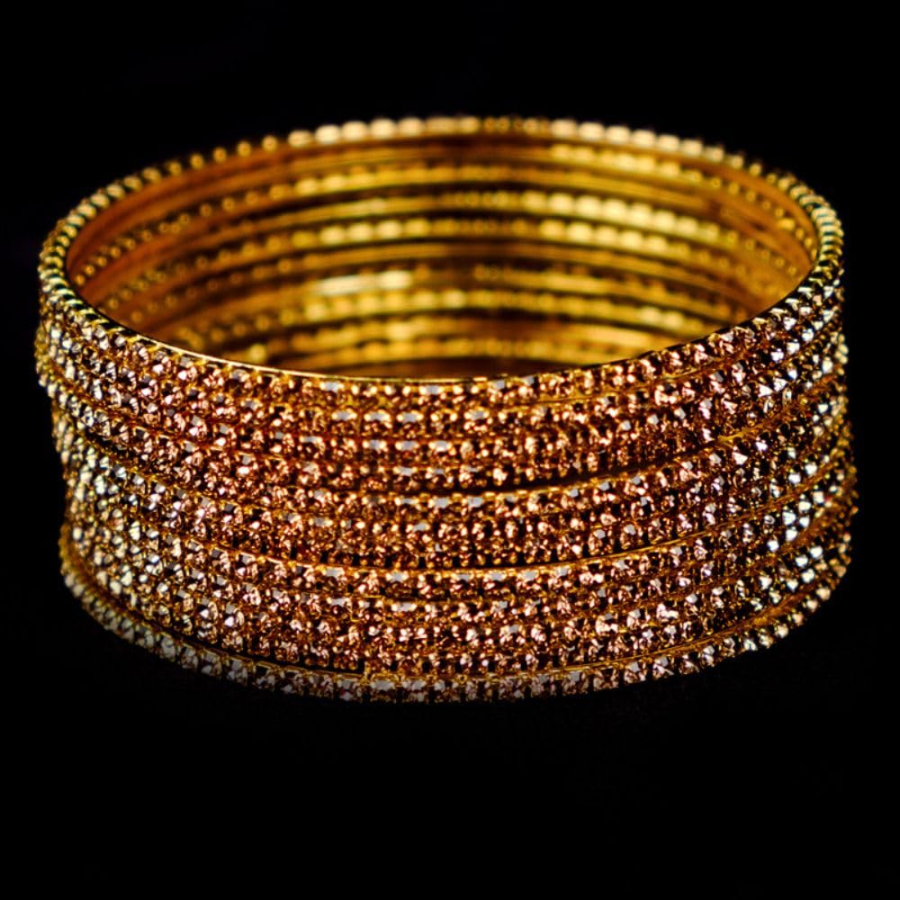 DigiRake Stone Bangles Set For Women - Metal Bracelets Set, Fancy Girls Bangle, Bangle Set of 12 T4 Jewels