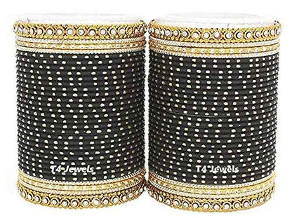 T4 Jewels Traditional Metal Bangle Set For Women And Girls - (Set Of 2) - LSET Black All Bangle Sets T4 Jewels