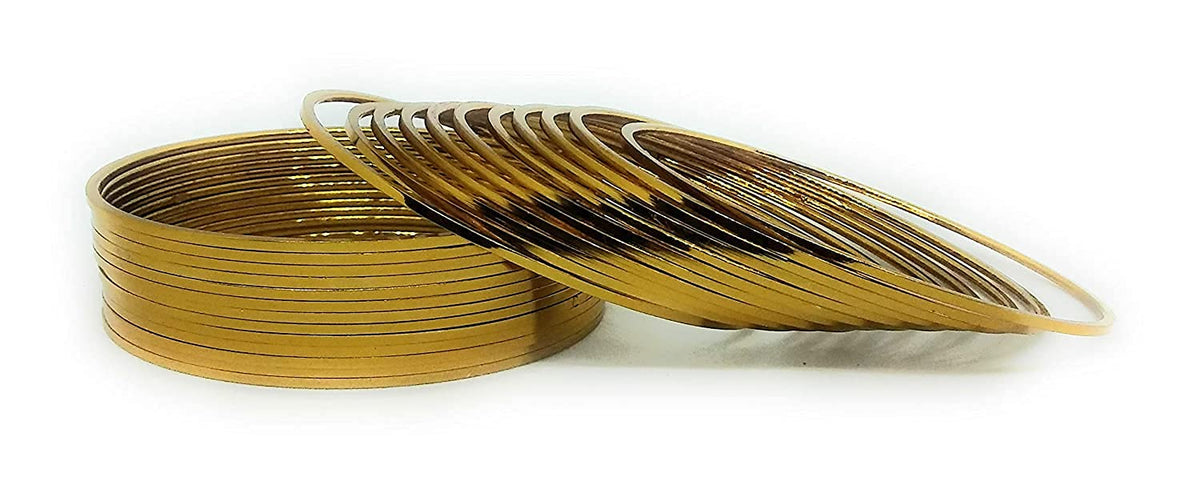 T4 Jewels Golden/Silver/Black Traditional Oxidised Plain Bangles (Party & Functions) For Women & Girls - (Set Of 24 Bangles) Golden T4 Jewels