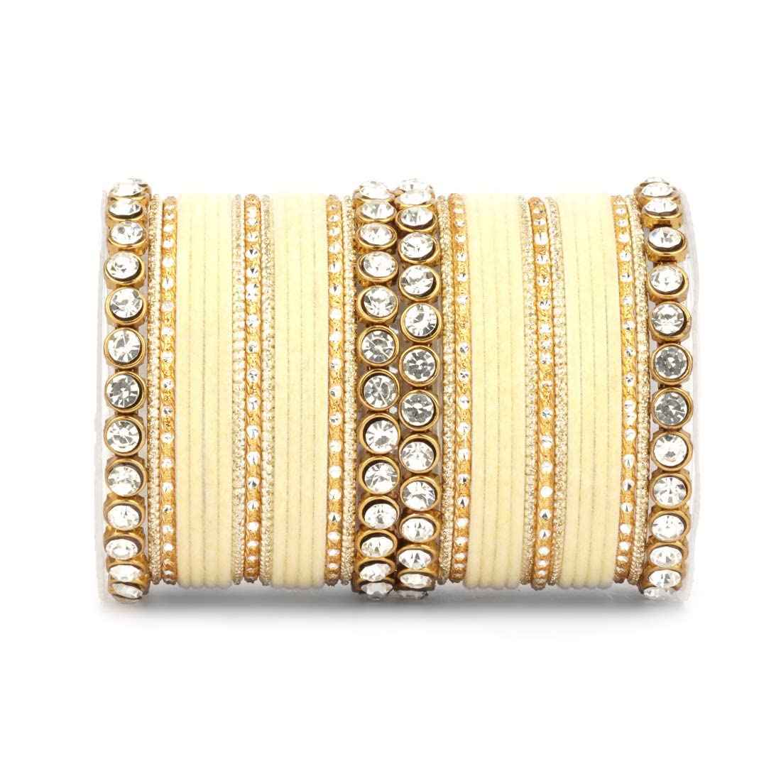 T4 Jewels Stylish Fashion Jewellery Stones & Beads Beautiful Glossy Finished Bangles Set For Women & Girls Gold T4 Jewels