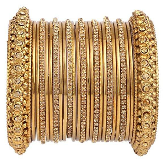 T4 Jewels 18k Gold Plated Oxidised Metal Bangles Set For Women & Girls