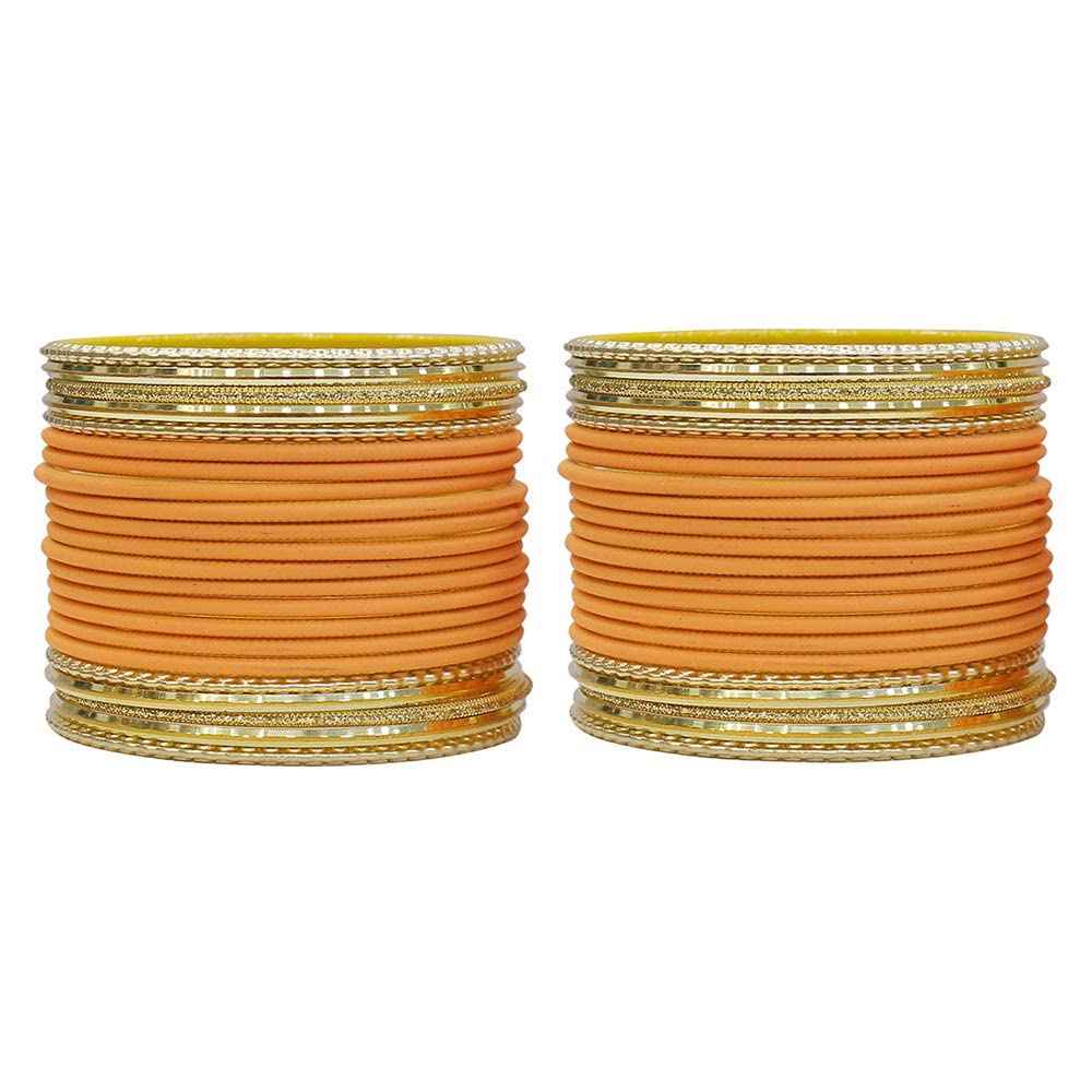 T4 Jewels Multicolours Matte Finish Designer And Beautiful Metal Bangles Set For Girls And Women Orange T4 Jewels