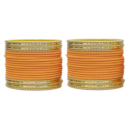 T4 Jewels Multicolours Matte Finish Designer And Beautiful Metal Bangles Set For Girls And Women Orange T4 Jewels