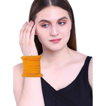 T4 Jewels Glossy Finished Fashion Jewellery Latest Collection Pearl & Velvet Metal Bangles Set For Girls & Women (Set Of 26) T4 Jewels