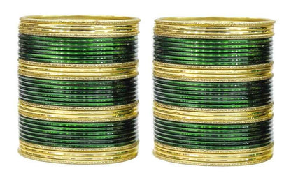 T4 Jewels Beautiful Plane Glossy Finish Metal Multicolours Bangles Set For Women And Girls (Set Of 68) Green T4 Jewels