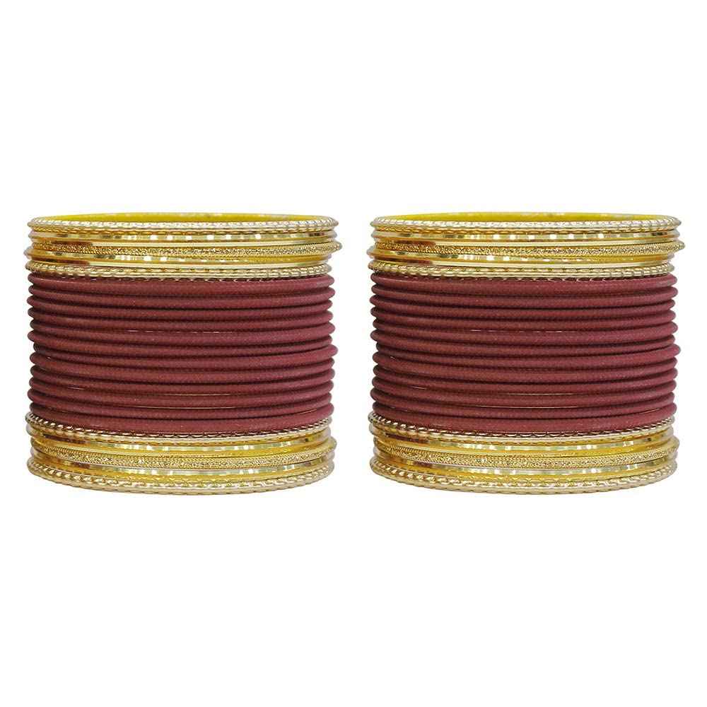 T4 Jewels Multicolours Matte Finish Designer And Beautiful Metal Bangles Set For Girls And Women Maroon T4 Jewels