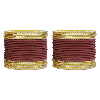 T4 Jewels Multicolours Matte Finish Designer And Beautiful Metal Bangles Set For Girls And Women Maroon T4 Jewels
