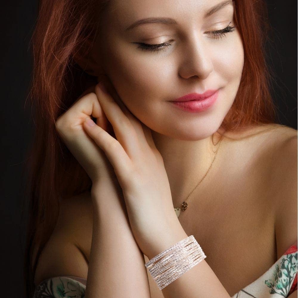 DigiRake Stone Bangles Set For Women - Metal Bracelets Set, Fancy Girls Bangle, Bangle Set of 12 T4 Jewels