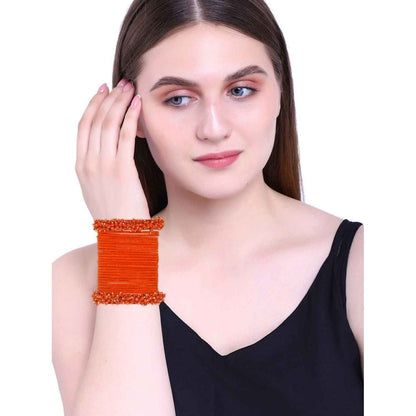 T4 Jewels Glossy Finished Fashion Jewellery Latest Collection Pearl & Velvet Metal Bangles Set For Girls & Women (Set Of 26) T4 Jewels