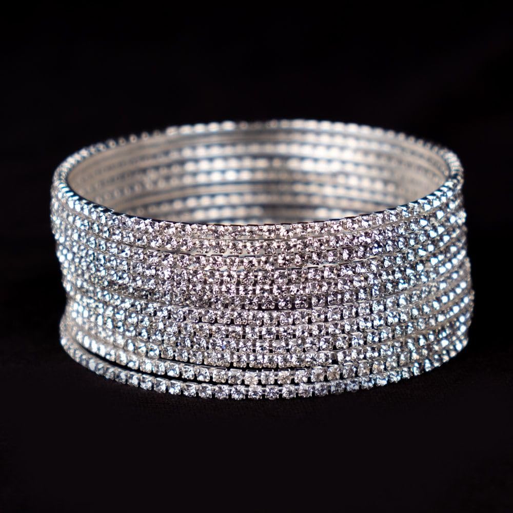 DigiRake Stone Bangles Set For Women - Metal Bracelets Set, Fancy Girls Bangle, Bangle Set of 12 T4 Jewels