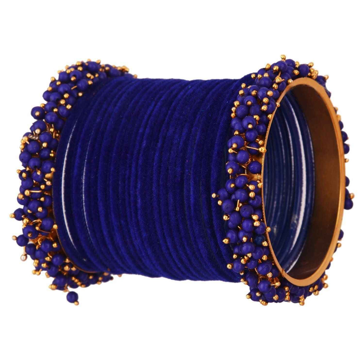 T4 Jewels Glossy Finished Fashion Jewellery Latest Collection Pearl & Velvet Metal Bangles Set For Girls & Women (Set Of 26) T4 Jewels
