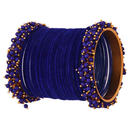 T4 Jewels Glossy Finished Fashion Jewellery Latest Collection Pearl & Velvet Metal Bangles Set For Girls & Women (Set Of 26) T4 Jewels