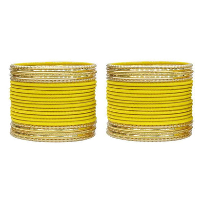 T4 Jewels Multicolours Matte Finish Designer And Beautiful Metal Bangles Set For Girls And Women Yellow T4 Jewels