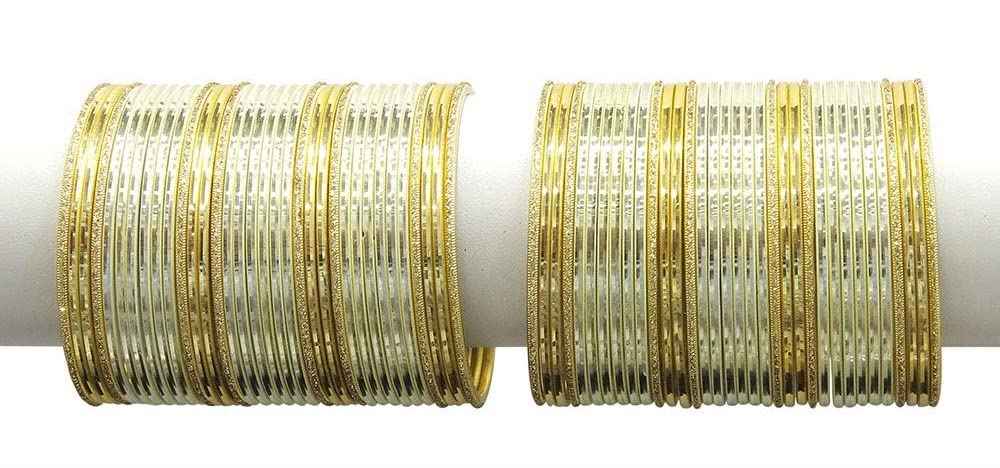 T4 Jewels Beautiful Plane Glossy Finish Metal Multicolours Bangles Set For Women And Girls (Set Of 68) T4 Jewels