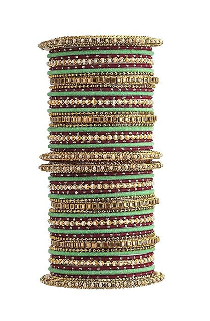 T4 Jewels Multicolours Metal Fashion Jewellery Bangles Set Gold Plated Kundan Studded Bangles For Women & Girls T4 Jewels