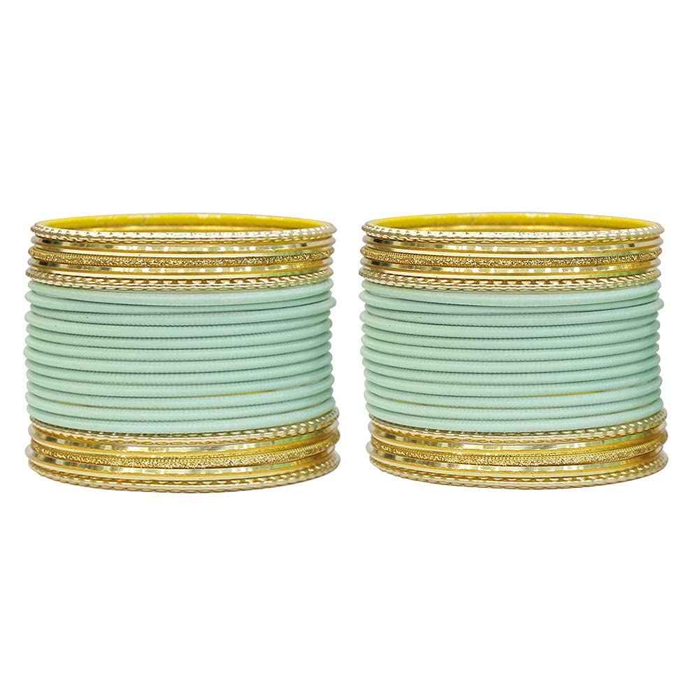 T4 Jewels Multicolours Matte Finish Designer And Beautiful Metal Bangles Set For Girls And Women Light Blue T4 Jewels