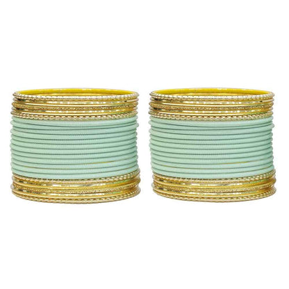 T4 Jewels Multicolours Matte Finish Designer And Beautiful Metal Bangles Set For Girls And Women Light Blue T4 Jewels