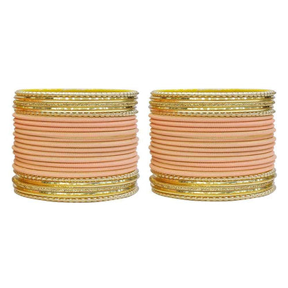 T4 Jewels Multicolours Matte Finish Designer And Beautiful Metal Bangles Set For Girls And Women Peach T4 Jewels