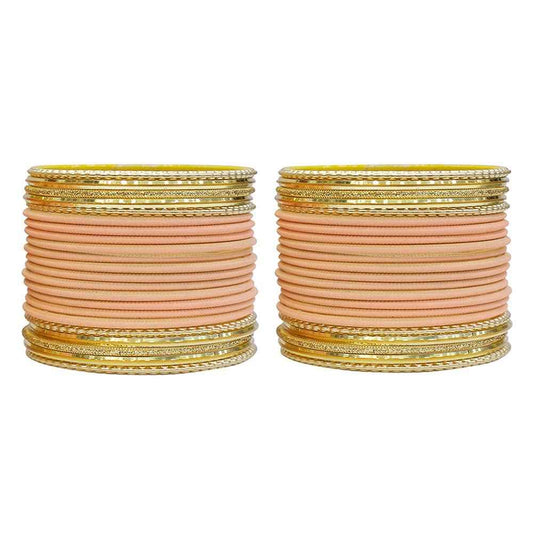 T4 Jewels Multicolours Matte Finish Designer And Beautiful Metal Bangles Set For Girls And Women Peach T4 Jewels