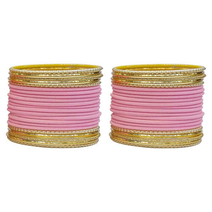 T4 Jewels Multicolours Matte Finish Designer And Beautiful Metal Bangles Set For Girls And Women Pink T4 Jewels