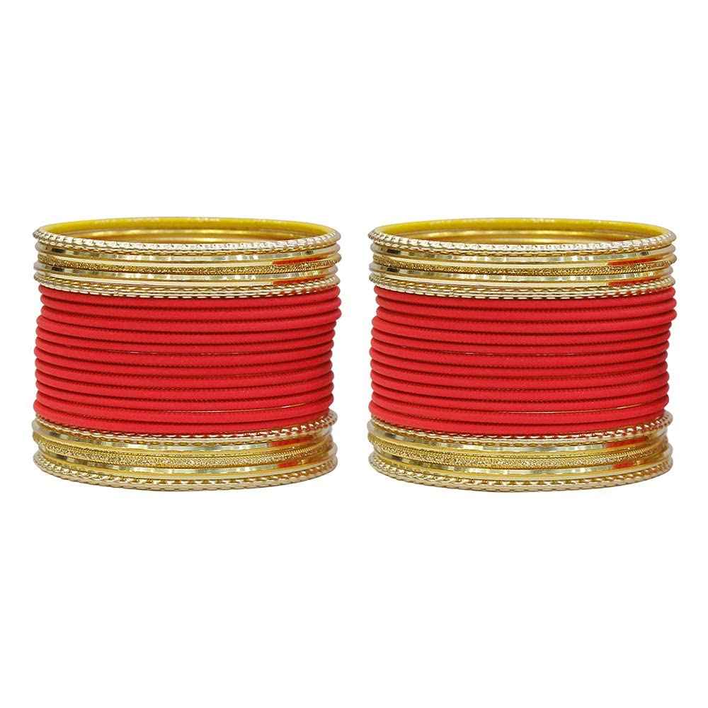 T4 Jewels Multicolours Matte Finish Designer And Beautiful Metal Bangles Set For Girls And Women Red T4 Jewels