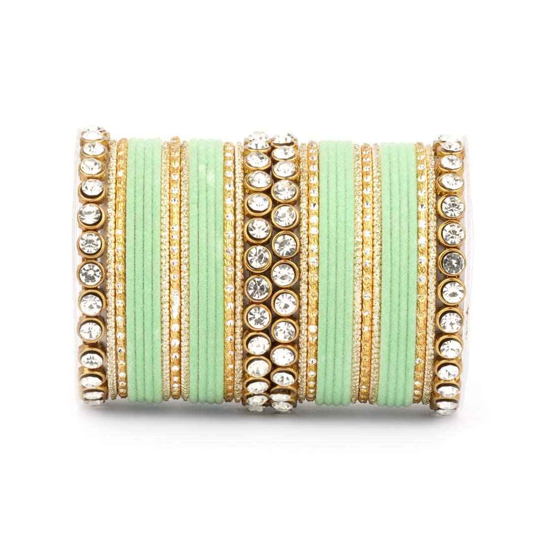 T4 Jewels Stylish Fashion Jewellery Stones & Beads Beautiful Glossy Finished Bangles Set For Women & Girls Pista T4 Jewels