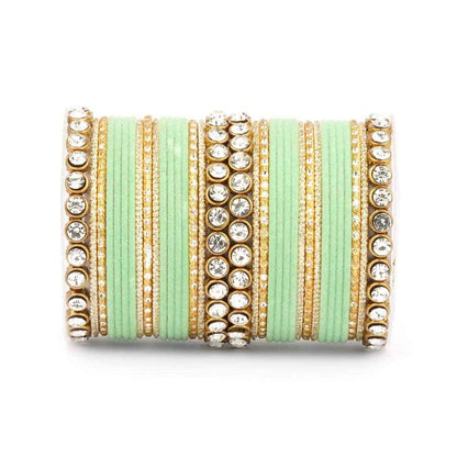 T4 Jewels Stylish Fashion Jewellery Stones & Beads Beautiful Glossy Finished Bangles Set For Women & Girls Pista T4 Jewels