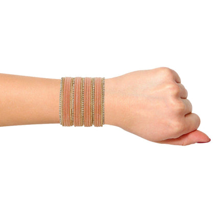 T4 Jewels 18k Silver Stones & Gemstones Plated Beautiful Metal Bangles Set For Women & Girls - 67NO T4 Jewels