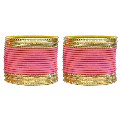 T4 Jewels Multicolours Matte Finish Designer And Beautiful Metal Bangles Set For Girls And Women Carrot Pink T4 Jewels