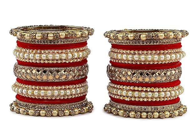 T4 Jewels Metal With Zircon Gemstones Attractive Glossy Finish Gold Plated Fashion Jewellery Metal Bangle Set For Women & Girls T4 Jewels