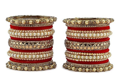 T4 Jewels Metal With Zircon Gemstones Attractive Glossy Finish Gold Plated Fashion Jewellery Metal Bangle Set For Women & Girls T4 Jewels