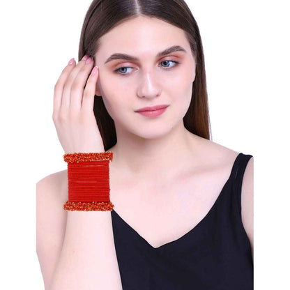 T4 Jewels Glossy Finished Fashion Jewellery Latest Collection Pearl & Velvet Metal Bangles Set For Girls & Women (Set Of 26) T4 Jewels
