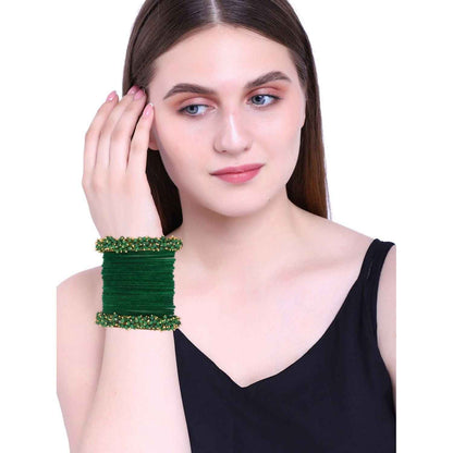 T4 Jewels Glossy Finished Fashion Jewellery Latest Collection Pearl & Velvet Metal Bangles Set For Girls & Women (Set Of 26) T4 Jewels