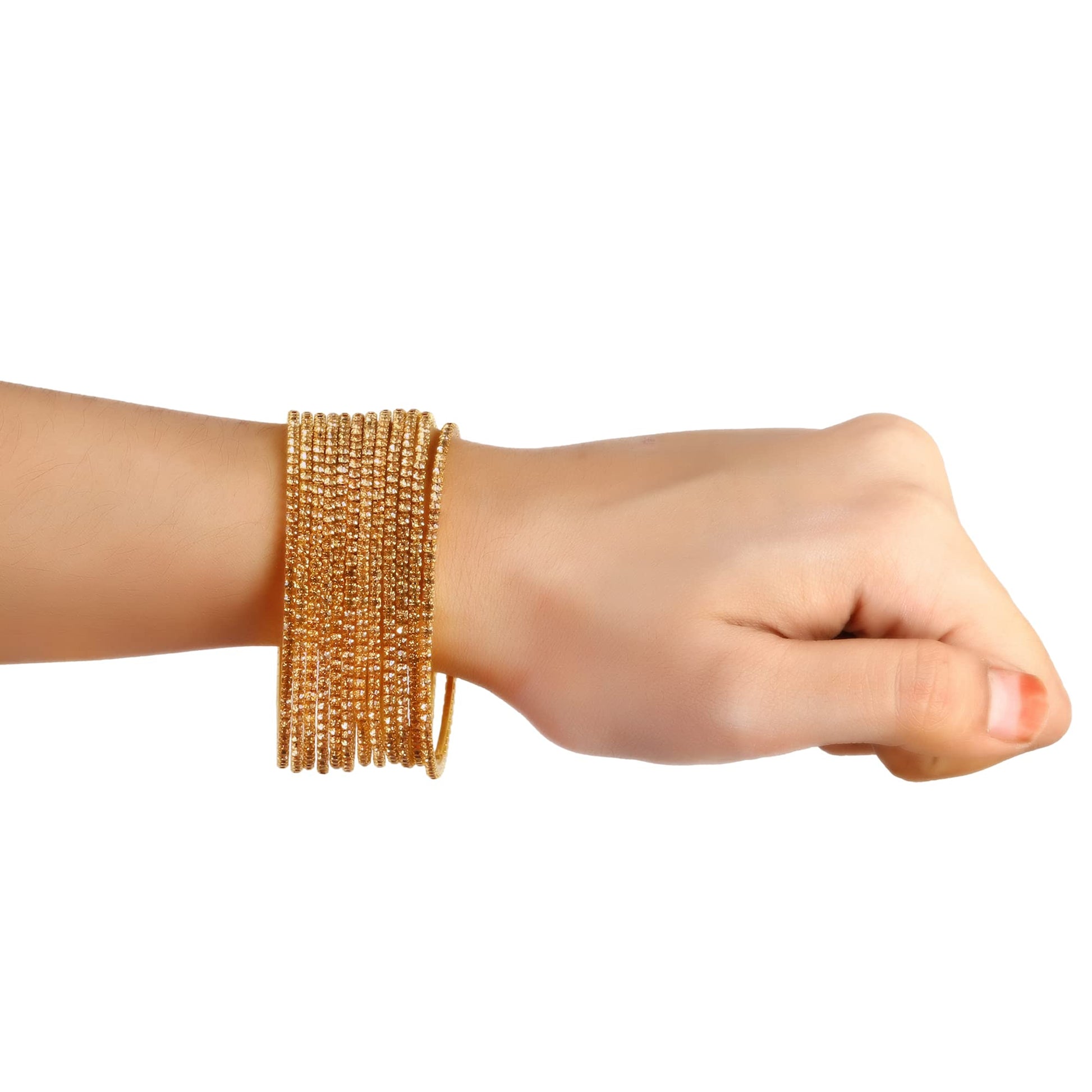 DigiRake Stone Bangles Set For Women - Metal Bracelets Set, Fancy Girls Bangle, Bangle Set of 12 T4 Jewels
