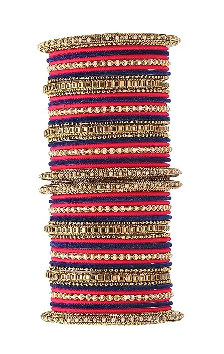 T4 Jewels Multicolours Metal Fashion Jewellery Bangles Set Gold Plated Kundan Studded Bangles For Women & Girls T4 Jewels