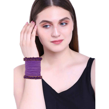 T4 Jewels Glossy Finished Fashion Jewellery Latest Collection Pearl & Velvet Metal Bangles Set For Girls & Women (Set Of 26) T4 Jewels