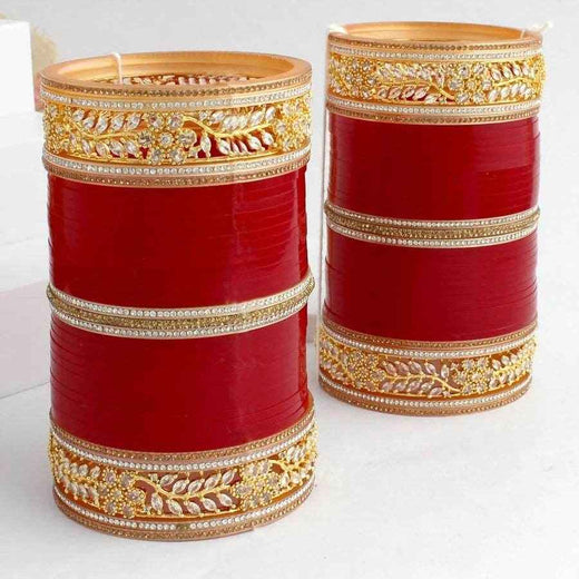 T4 Jewels Bridal Chuda With White Kada & Patti-Availbale In Many Colors (CH6Z)