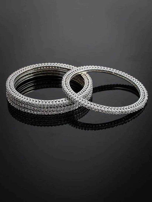 Set Of Four Silver Plated American Diamond Handmade Stylish bangle for women (AD-007)