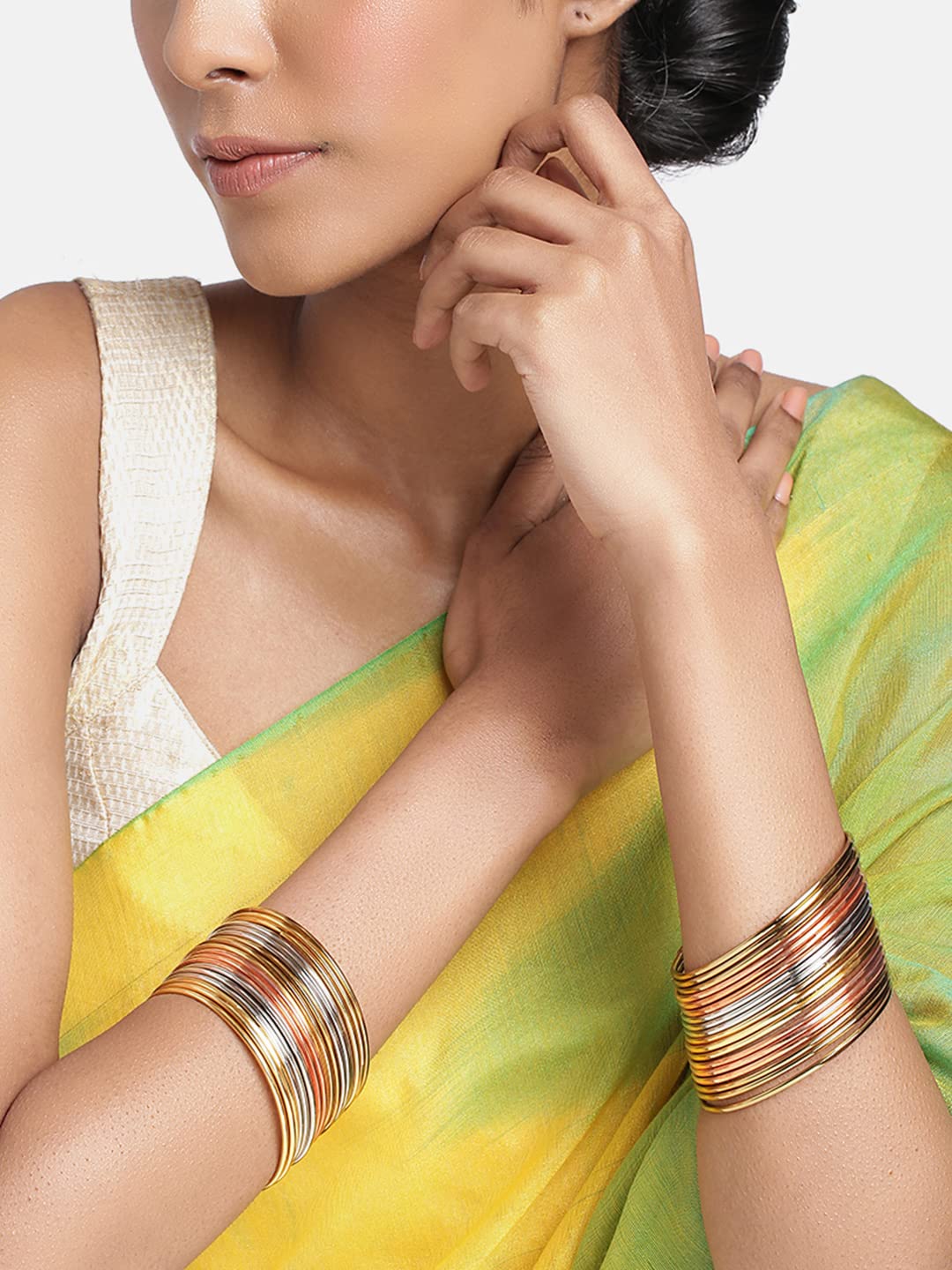 Peora Traditional Antique Look Oxidised Gold Plated Bangle Set for Women and Girls T4 Jewels