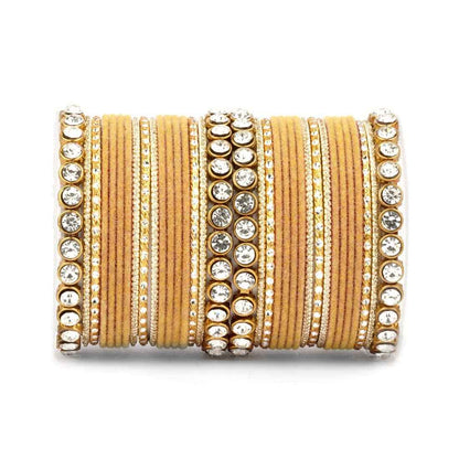 T4 Jewels Stylish Fashion Jewellery Stones & Beads Beautiful Glossy Finished Bangles Set For Women & Girls D Gold T4 Jewels