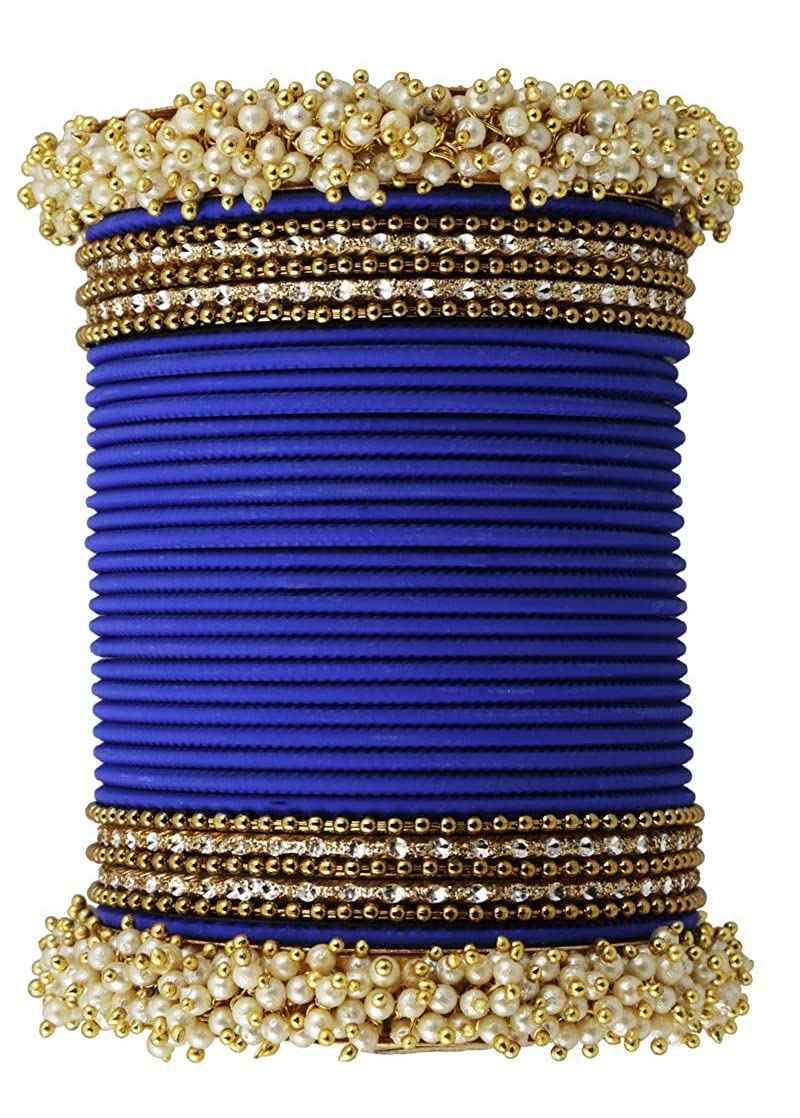 T4 Jewels Stylish 18k Gold Plated Single Hand Pearl Studded Beautiful Metal Bangle Set For Women & Girls T4 Jewels