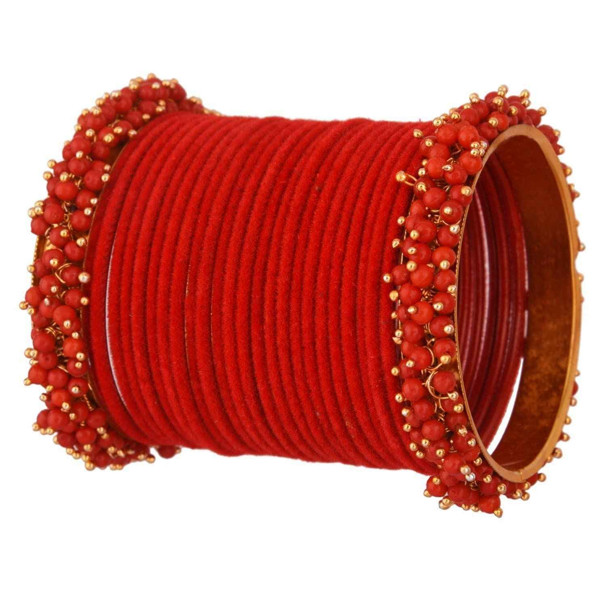 T4 Jewels Glossy Finished Fashion Jewellery Latest Collection Pearl & Velvet Metal Bangles Set For Girls & Women (Set Of 26) T4 Jewels