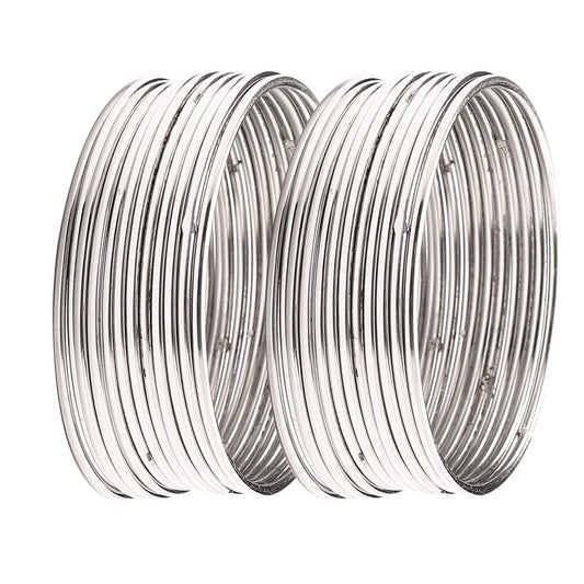 ZENEME Jewellery Traditional Silver Plated Oxidized Bracelet Bangles Set For Girls & Women 24Pieces Silver T4 Jewels