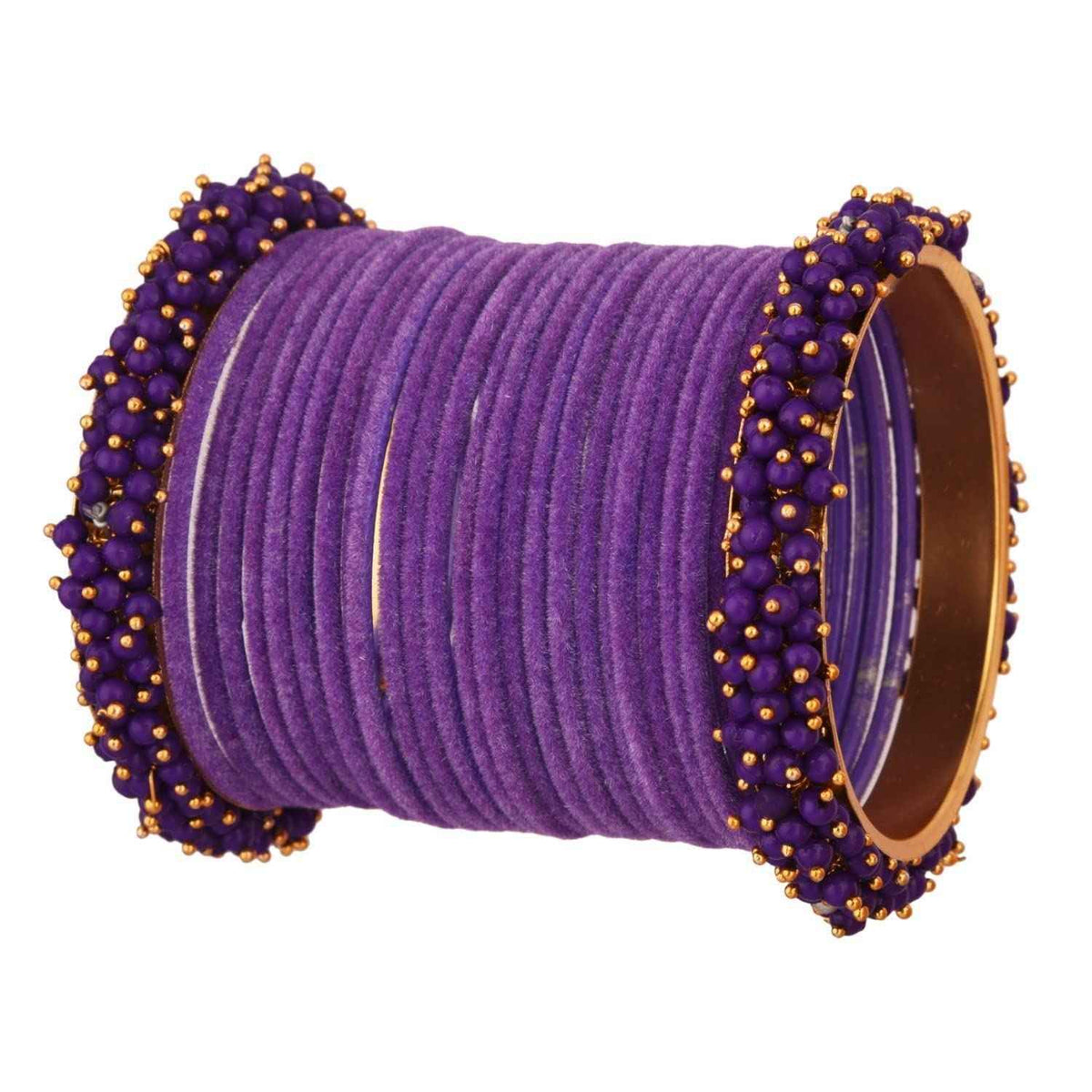 T4 Jewels Glossy Finished Fashion Jewellery Latest Collection Pearl & Velvet Metal Bangles Set For Girls & Women (Set Of 26) T4 Jewels