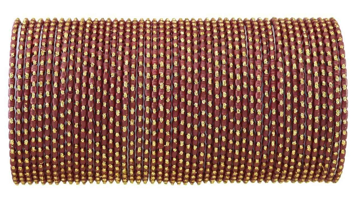 T4 Jewels (2.10 & 2.12 Size Designer & Beautiful Metal Bangle Set For Women & Girls - (Set Of 48)_Available In Large Sizes. F- Maroon T4 Jewels