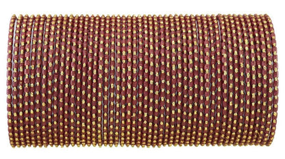 T4 Jewels (2.10 & 2.12 Size Designer & Beautiful Metal Bangle Set For Women & Girls - (Set Of 48)_Available In Large Sizes. F- Maroon T4 Jewels