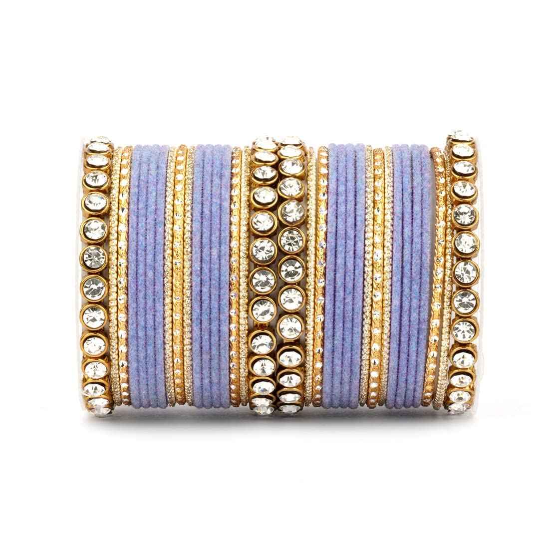 T4 Jewels Stylish Fashion Jewellery Stones & Beads Beautiful Glossy Finished Bangles Set For Women & Girls Grey T4 Jewels